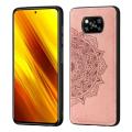 For Xiaomi Poco X3 NFC Mandala Embossed Cloth Cover PC + TPU Case with Magnetic Function and Hand...