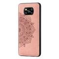For Xiaomi Poco X3 NFC Mandala Embossed Cloth Cover PC + TPU Case with Magnetic Function and Hand...