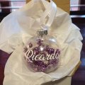 Christmas Bauble with pearl beads - Personalised - Purple beads