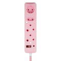 Switched 50cm 4-way Surge Protected Multiplug Braided Cord- Pink MS-8500-05-PK