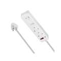 Switched 3M 4-way Surge Protected Multiplug Braided Cord - White MS-8500-3-WT