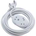 Switched Basics 3m Light Duty BTB Extension Cable 2 x 16A Socket - White SWD-70005-3-WT