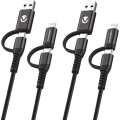 Volkano Weave Series 2-pack 4-in-1 Charge and Data Cable VK-20172-BK