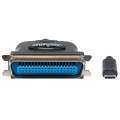 Manhattan Full Speed USB-C to Cen36 Parallel Printer Converter Black 152525