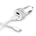 Port Designs 900082 2-port USB Car Charger with Lightning Cable White