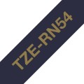 Brother TZE-RN54 P-Touch Gold Print on Navy Satin Ribbon 24mm