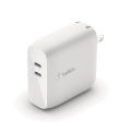 Belkin Dual 65W USB-C GaN Wall Charger with PPS - White WCH013VFWH