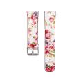 For Fitbit Versa 1 / 2 Flower Pattern  Watch Band(White Pink)