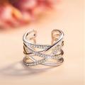 Stackable Twining Clear CZ Ring Dazzling Zirconia Engagement Finger Rings for Women - Silver