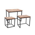 Mango Wood Side Tables - 3 Pieces - Stackable Design