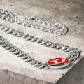 Diesel Red Lacquer and Stainless Steel Chain Unisex Necklace | DX1446040