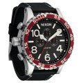 NIXON 51-30 Chrono Silver, Black & Cranberry Leather Men's Watch | A13925199-00