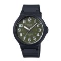 Casio Standard Collection Black with Olive Dial 50m Men's Watch | MW-240-3BVDF