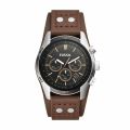 Fossil  Coachman Silver/Steel Round Leather Men's Watch | CH2891