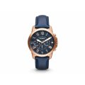 Fossil Grant Rose Gold Round Leather Men's Watch | FS4835