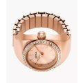 Fossil Ring Two-Hand Rose Gold-Tone Stainless Woman's Watch Steel | ES5320