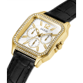 Guess Gold Tone Case Black Genuine Leather Woman's Watch | GW0309L2