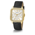 Guess Gold Tone Case Black Genuine Leather Woman's Watch | GW0309L2