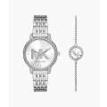Michael Kors Three-Hand Stainless Steel Woman's Watch and Bracelet Set | MK1055SET