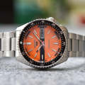 Seiko 5 Orange Dial Silver Stainless Steel Strap Men's Watch | SRPK11K1