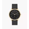 Skagen Two-Hand Sub-Second Black Leather Men's Watch | SKW6896