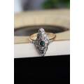 Art Deco Emerald and Diamond 18ct Ring