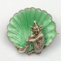 Vintage Silver and Enamel Sprite Brooch