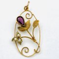 Antique Edwardian Amethyst and Seedpearl Pendant