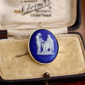 Antique Blue Wedgwood Cameo in 18ct Gold Pendant