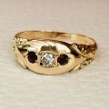 Antique Rose Gold Edwardian Garnet and Diamond Ring