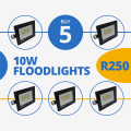5x 10watt LED Floodlights
