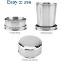 LMA 250ml Set of 2 Stainless Steel Telescopic Folding Cup & Lid - FX-8886-2