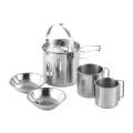 5 Piece Stainless Steel Stacked Camping Cookware Pot Cups & Bowls FX-9115-7