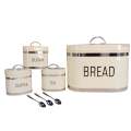 Glossy Oval Double Loaf Bread Bin, 6 Piece Matching Canister and Spoon Set