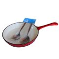 LMA Branded 7 Piece Cast Iron Cookware Set & Two Piece Utensil Set - Red