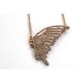 LMA Glittering Crystal Encrusted Butterfly Wing Pendant Necklace