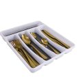 LMA 25 Piece Stainless Steel Cutlery & 5 Compartment Cutlery Organiser Set