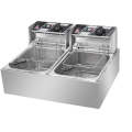 Delica 6L + 6L Double Pan Deep Fryer Silver with Hanger Rods