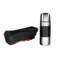 Double Wall Hot & Cold Bullet Flask with Non-Slip Rubber Grip & Pouch