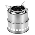 LMA Stainless Steel Three Prong Collapsible Wood Burning Camping Stove