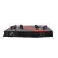 Two-Burner Auto-Ignition Tempered Glass Panel Gas Stove - Red Stripes