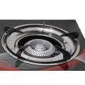 Dual Stand Auto-Ignition Tempered Glass & Grey Burner Gas Stove - Red Swirl
