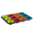 12 Cups Non Stick Muffin tray with 12 Silicone Cups Wraps
