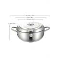 Deep Fryer with Oil Cold Zone Technology 3400 ml Stainless Steel Japanese Tempura Frying Pot with Th