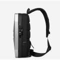 Hard Shell Chest Bag Men Waterproof Shoulder Bag USB Rechargeable Men`s Fashion Messenger Bag
