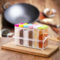 Transparent Spice Jar, Spice Box, Colorful Lid Spice Box, 6 Pieces/Set