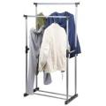 Stainless Steel Double-Pole Clothes Hanger/Rack, Rolling Bar Rail Rack, Adjustable Premium Double-Po