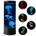 Jellyfish Lava Lamp Multicolour Changing Aquarium Night Light with 5 Luminous Jellyfish Electric Tan