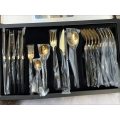 Cutlery Set Service For 6 With Box 24 Pieces Stainless Steel Flatware Set With Steak Knives, Forks A