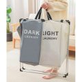 Laundry Basket Foldable 2 or 3 Sections Dirty Clothes Hamper with Aluminum Frame Waterproof Sorter B